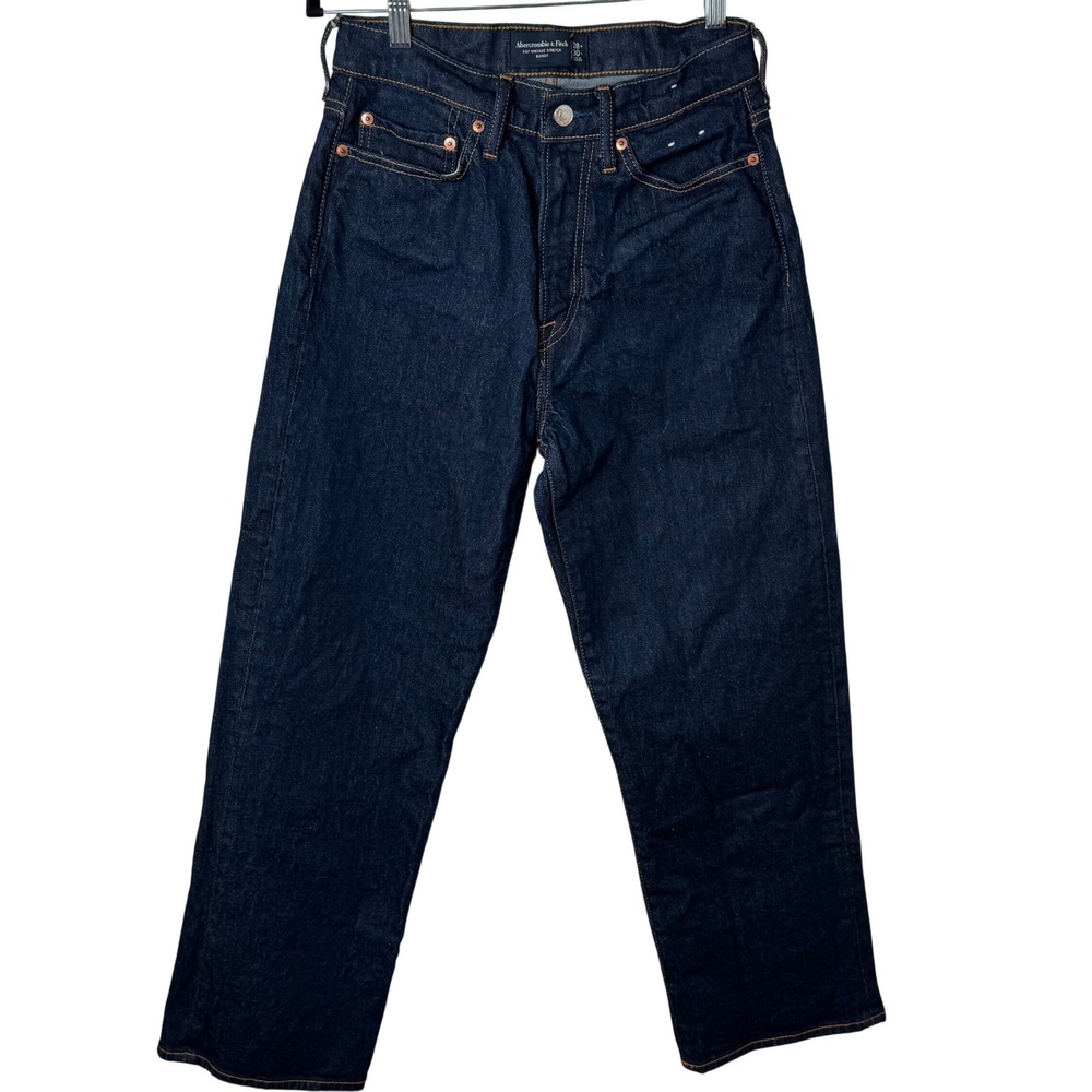 Abercrombie & Fitch Baggy Jeans Men 28x30 Blue Vintage Stretch Dark Wash